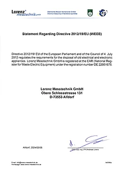 Statement Regarding Directive 2012/19/EU (WEEE)