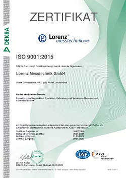 Zertifizierungsurkunde ISO 9001:2015