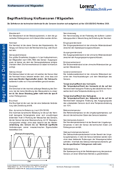 Datenblatt-Begriffsdefinitionen für Kraftaufnehmer und Wägezellen