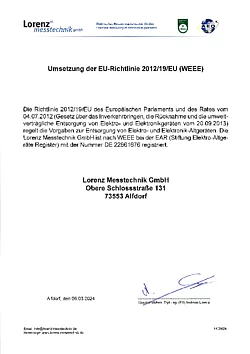 Stellungnahme zur Richtlinie 2012/19/EU (WEEE)