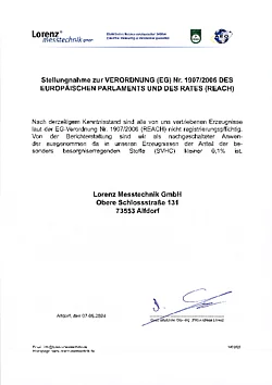 Stellungnahme zur EG-Verordnung Nr. 1907/2006 (REACH)