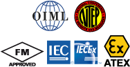 EX-Approval, IECEx-Approval, OIML-Approval, FM-Approval, Gost-R EX-Approval